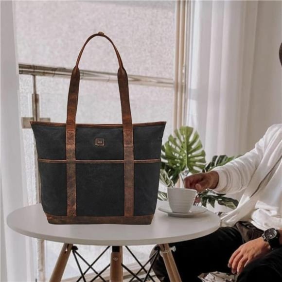 Tote Bag for Women Real Leather Shoulder Handbag Organizer - Picture 5 of 7